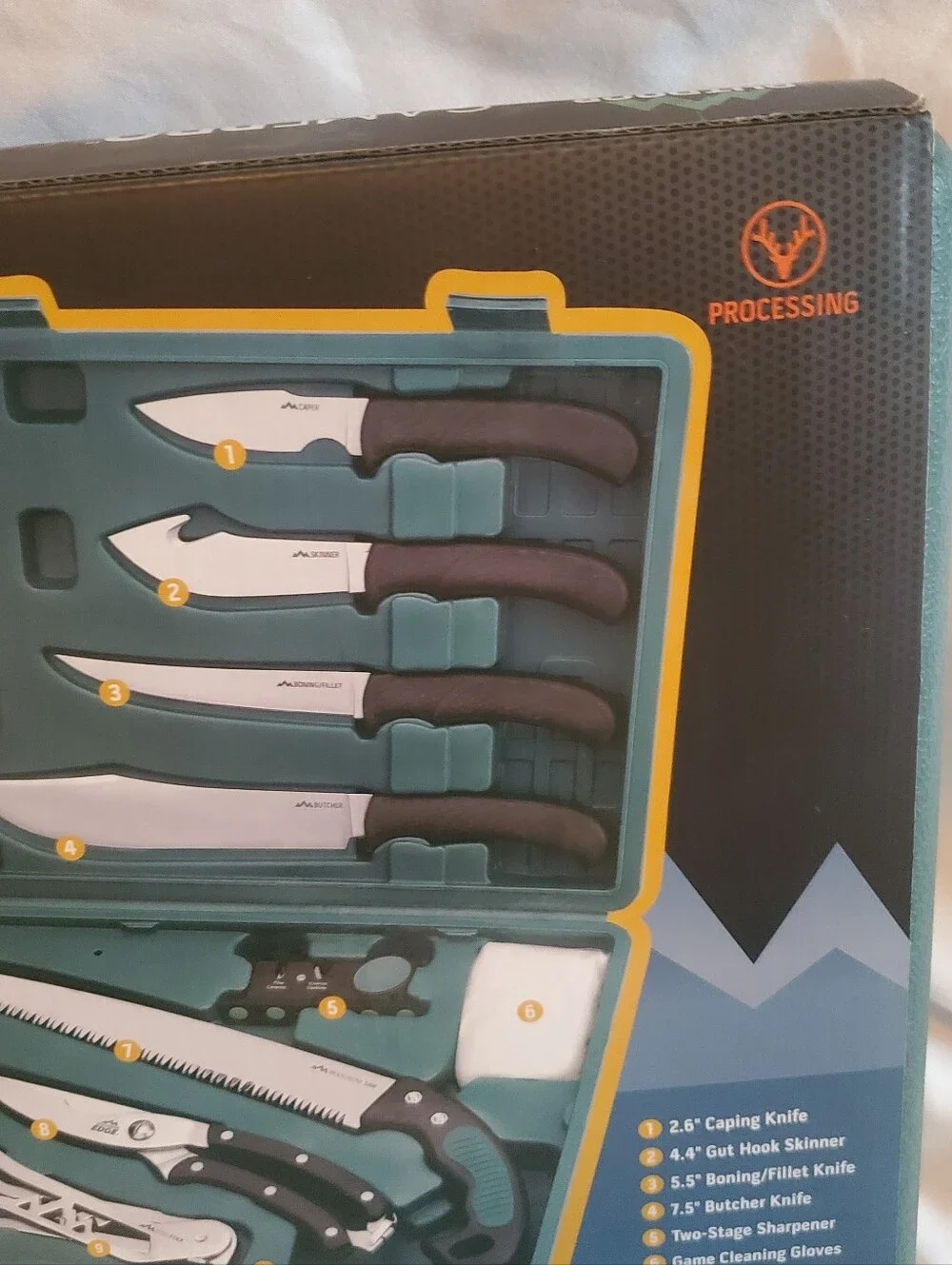 Outdoor Edge GamePro 11-Piece Game Processing Knife Set Hard Plastic Case, New